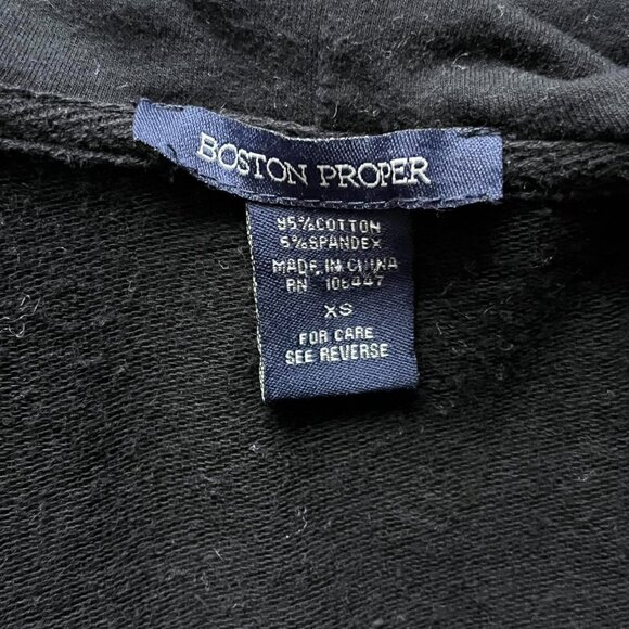 Boston Proper Black Ruffle Zip Up Jacket Womens XS Whimsigoth Skater Goth Altn - Picture 2 of 6